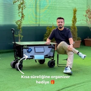 KVOX Masalı Kamp Arabası Katlanır Taşıma Vagonu Frenli Tekerlek
