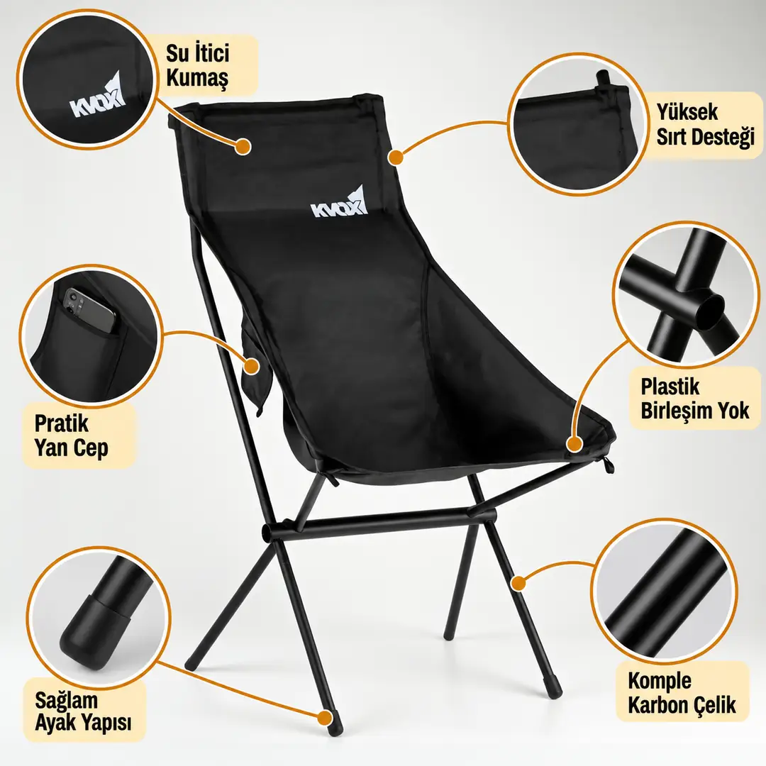 KVOX Trik Katlanır Motosiklet Kamp Sandalyesi Compact ve Comfort – görsel 2